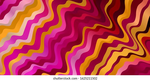 Light Pink, Yellow vector background with bent lines. Colorful abstract illustration with gradient curves. Smart design for your promotions.