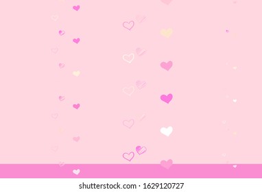 Light Pink, Yellow vector background with hearts. Shining illustration with hearts on abstract template. Design for a business advert of anniversary.