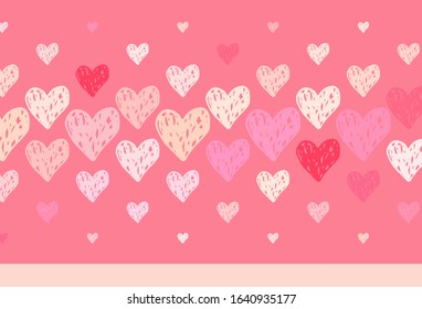 Light Pink, Yellow vector background with hearts. Smart illustration with gradient hearts in valentine style. Design for celebrating of Valentine Day.