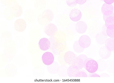 Fondo vectorial amarillo rosa claro con burbujas. Hermosa ilustración de color con círculos borrosos en estilo natural. Diseño para afiches, banner de sitios web.