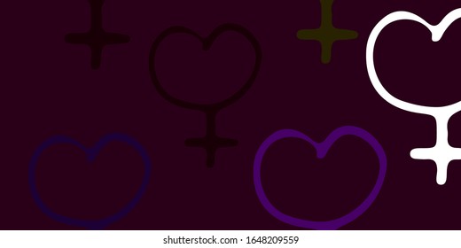 Light Pink, Yellow vector background with woman symbols. Illustration with signs of women's strength and power. Design for International Women’s Day.
