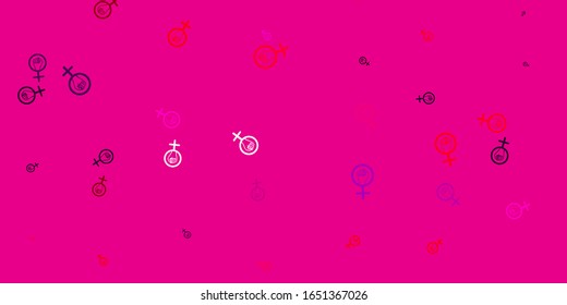 Light Pink, Yellow vector background with woman symbols. Simple design in abstract style with women’s rights activism. Background for International Women’s Day.