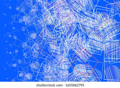 Light Pink, Yellow vector background with triangles, circles, cubes. Illustration with colorful circles, triangles, rectangles. Template for wallpapers.