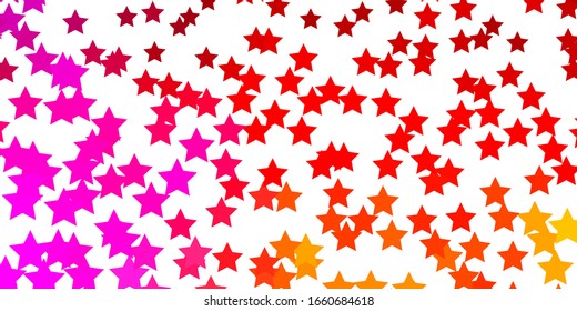 Light Pink, Yellow vector background with small and big stars. Modern geometric abstract illustration with stars. Pattern for websites, landing pages.