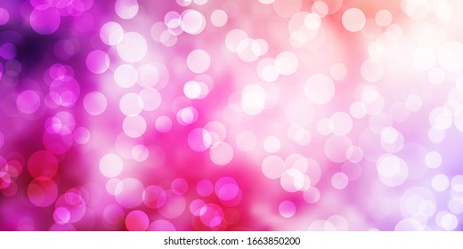 Light Pink, Yellow vector background with spots. Illustration with set of shining colorful abstract spheres. Design for posters, banners.