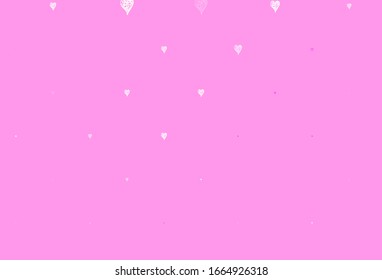 Light Pink, Yellow vector background with Shining hearts. Illustration with shapes of gradient hearts on blur backdrop. Design for celebrating of Valentine Day.