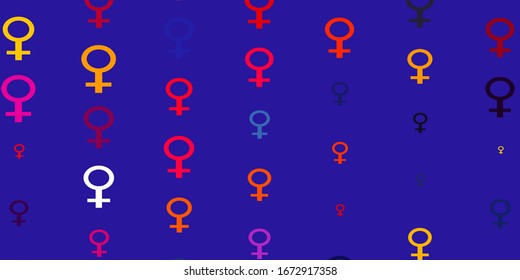 Fondo vectorial amarillo rosa claro con símbolos femeninos. Ilustración colorida con formas de feminismo degradado. Antecedentes elegantes para los sitios web.