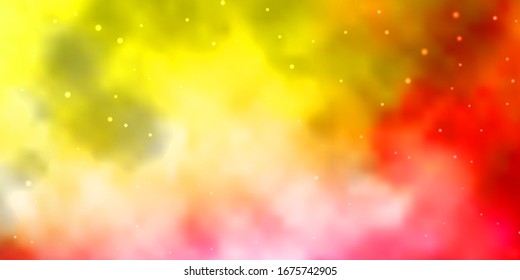 Light Pink, Yellow vector background with small and big stars. Decorative illustration with stars on abstract template. Pattern for new year ad, booklets.