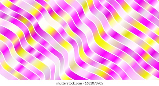 Light Pink, Yellow vector background with bent lines. Colorful abstract illustration with gradient curves. Pattern for commercials, ads.