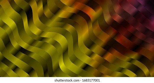 Fondo vectorial amarillo rosa claro con líneas. Ilustración abstracta con arcos degradados. Patrón para sitios web, páginas de inicio.