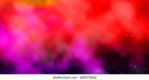 Light Pink, Yellow vector background with small and big stars. Shining colorful illustration with small and big stars. Pattern for new year ad, booklets.