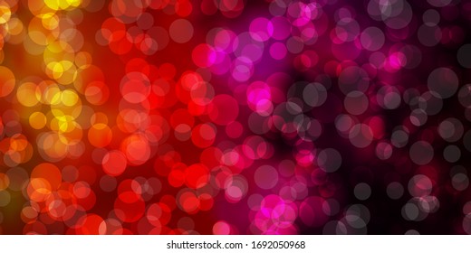 Light Pink, Yellow vector background with spots. Illustration with set of shining colorful abstract spheres. Pattern for booklets, leaflets.