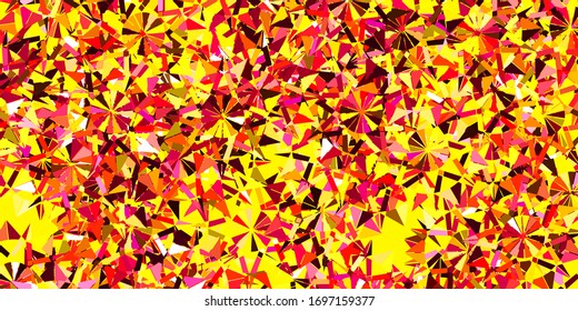 Hellrosa, gelbe Vektorillustration mit Weihnachtsschneeflocken. Intelligente geometrische abstrakte Illustration mit Eis, Schnee. Poster, Banner für New Year Design.