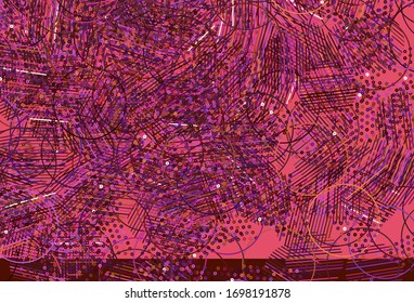 Light Pink, Yellow vector background with triangles, circles. Modern abstract illustration with colorful dots, lines. Smart design for your adverts.