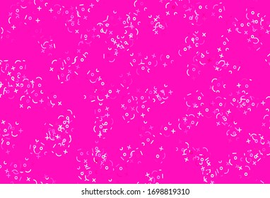 Light Pink, Yellow vector background with arithmetic signs. Modern geometrical illustration with numerals. Pattern for posters, banners of math books.