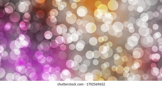 Light Pink, Yellow vector background with bubbles. Glitter abstract illustration with colorful drops. Design for your commercials.