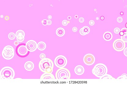 Light Pink, Yellow vector background with bubbles. Glitter abstract illustration with blurred drops of rain. Design for your business advert.