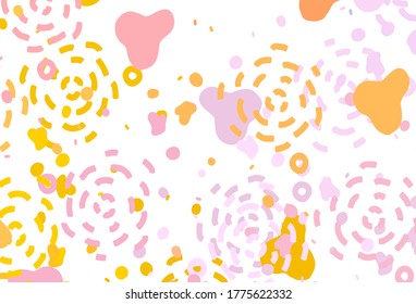 Light Pink, Yellow vector background with abstract shapes. Colorful chaotic forms with gradient in modern style. Simple design for your web site.