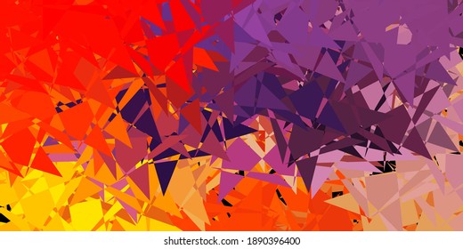 Light pink, yellow vector background with polygonal forms. Outstanding abstract illustration with range of colorful triangles. An easy addition to your commertials.