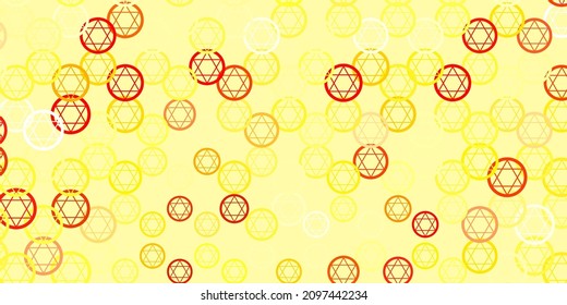 Light Pink, Yellow vector background with occult symbols. Retro design in abstract style with witchcraft forms. Design for magic, spiritual events.