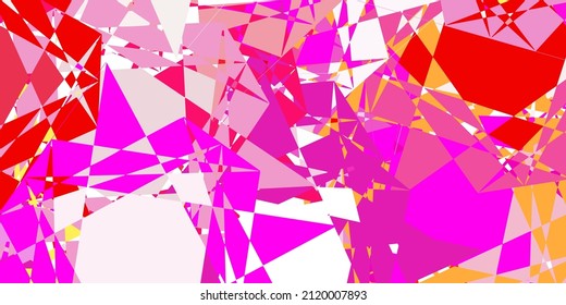 hellrosa, gelber Vektorhintergrund mit polygonalen Formen. Hervorragende abstrakte Illustration mit einer Reihe von bunten Dreiecken. Landing-Page-Material.