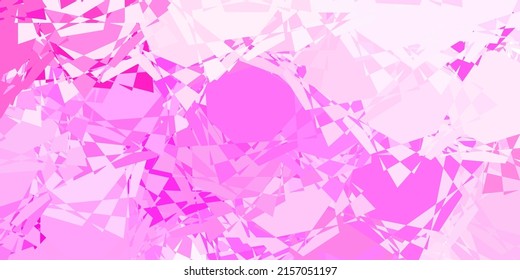 Hellrosa, gelber Vektorhintergrund mit Dreiecken. Illustration mit abstrakten bunten Dreiecksformen. Muster für Bildschirmhintergründe.