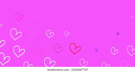 Light Pink, Yellow vector background with Shining hearts. Colorful illustration with gradient feminism shapes. Background for International Women Day.