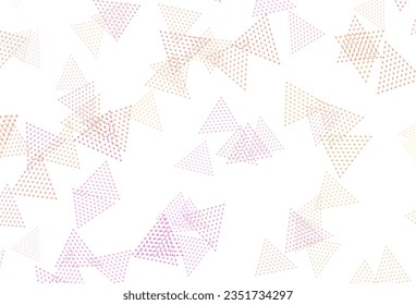 Color rosa claro, fondo vectorial amarillo con triángulos, círculos. Hermosa ilustración con círculos, triángulos en estilo natural. Mejor diseño para afiches, pancartas.