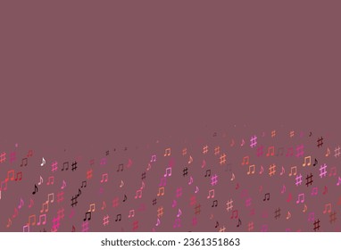 Light Pink, Yellow vector background with music symbols. Shining illustration of colorful gradient music notes. Template for fasion magazines.
