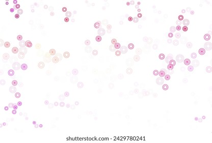 Light Pink, Yellow vector background with bubbles. Illustration with set of shining colorful abstract circles. New template for your brand book.