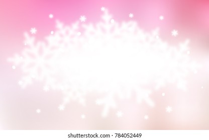 Light Pink, Yellow vector background with xmas snowflakes. Shining colored illustration with snow in christmas style. The pattern can be used for year new  websites.