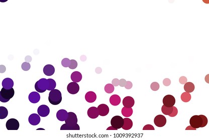 Light Pink, Yellow vector banner with circles, spheres. Abstract spots. Background of Art bubbles in halftone style with colored gradient.