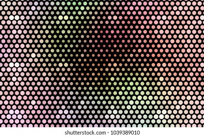 Light Pink, Yellow vector banner with circles, spheres. Abstract spots. Background of Art bubbles in halftone style with colored gradient.