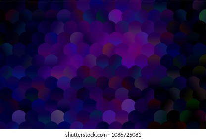 Light Pink, Yellow vector banner with circles, spheres. Abstract spots. Background of Art bubbles in halftone style with colored gradient.