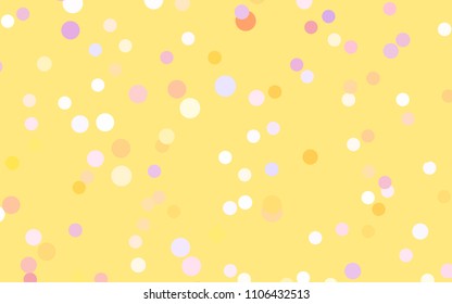 Light Pink, Yellow vector banner with circles, spheres. Abstract spots. Background of Art bubbles in halftone style with colored gradient.