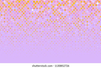 Light Pink, Yellow vector banner with circles, spheres. Abstract spots. Background of Art bubbles in halftone style with colored gradient.