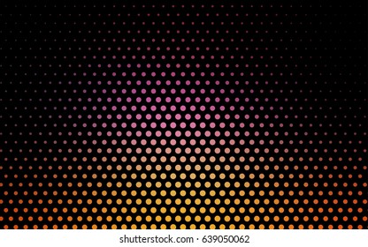 Light Pink, Yellow vector banner with circles, spheres. Abstract spots. Background of Art bubbles in halftone style with colored gradient.