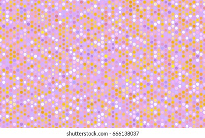 Light Pink, Yellow vector banner with circles, spheres. Abstract spots. Background of Art bubbles in halftone style with colored gradient.