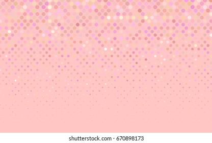 Light Pink, Yellow vector banner with circles, spheres. Abstract spots. Background of Art bubbles in halftone style with colored gradient.