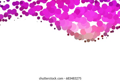 Light Pink, Yellow vector banner with circles, spheres. Abstract spots. Background of Art bubbles in halftone style with colored gradient.