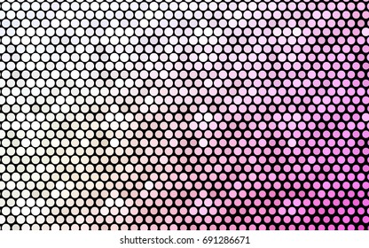 Light Pink, Yellow vector banner with circles, spheres. Abstract spots. Background of Art bubbles in halftone style with colored gradient.
