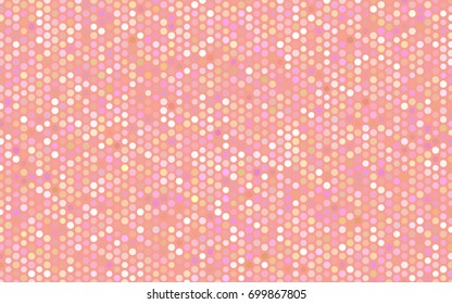 Light Pink, Yellow vector banner with circles, spheres. Abstract spots. Background of Art bubbles in halftone style with colored gradient.