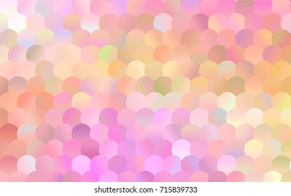 Light Pink, Yellow vector banner with circles, spheres. Abstract spots. Background of Art bubbles in halftone style with colored gradient.