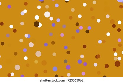 Light Pink, Yellow vector banner with circles, spheres. Abstract spots. Background of Art bubbles in halftone style with colored gradient.