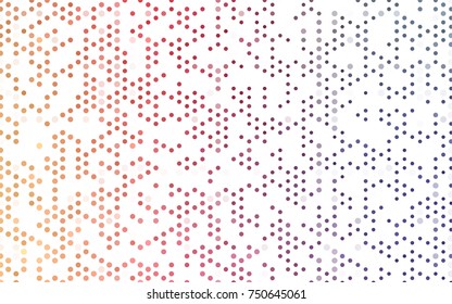 Light Pink, Yellow vector banner with circles, spheres. Abstract spots. Background of Art bubbles in halftone style with colored gradient.
