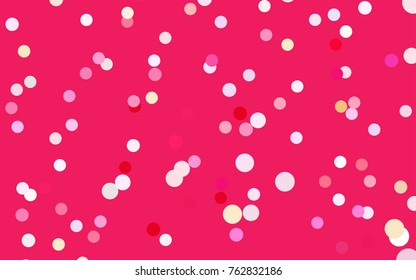 Light Pink, Yellow vector banner with circles, spheres. Abstract spots. Background of Art bubbles in halftone style with colored gradient.