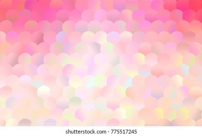 Light Pink, Yellow vector banner with circles, spheres. Abstract spots. Background of Art bubbles in halftone style with colored gradient.