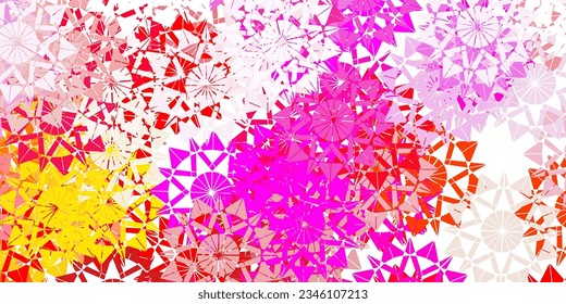 El vector amarillo claro, hermoso copos de nieve fondo con flores. Resumen gradiente gradiente colorido copos de nieve y elementos de nieve. Patrón de sitios web de año nuevo.