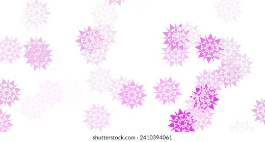 Light pink, yellow vector beautiful snowflakes backdrop with flowers. Smart geometrical abstract illustration with ice, snow. New year leaflet pattern.