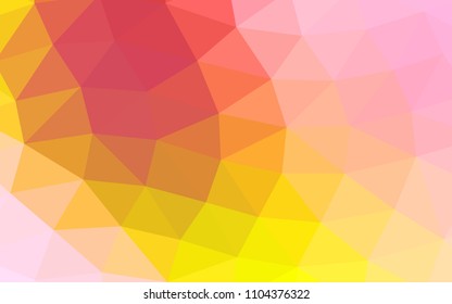 Light Pink, Yellow vector blurry hexagon blurry triangle. An elegant bright illustration with gradient. The polygonal design can be used for your web site.